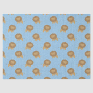 Cute Lions on Baby Blue Decoupage Tissue Paper