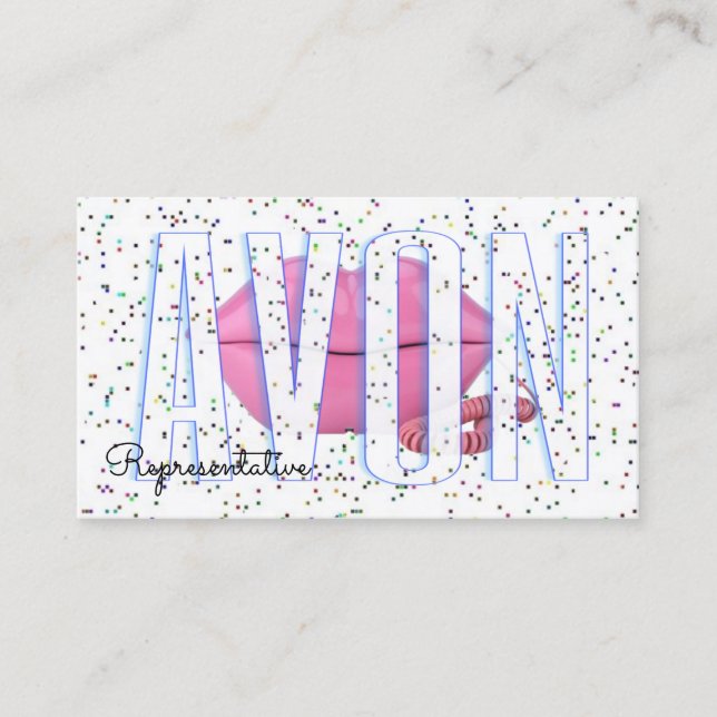 Cute lips phone confetti personalised Avon Business Card (Front)