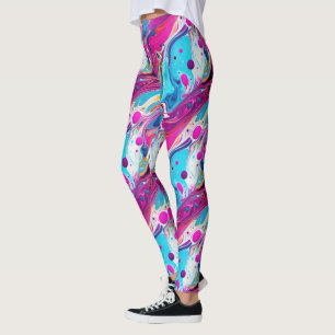 Cute liquid pour tiled pattern leggings