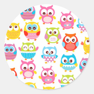 Cute Litte Owls Classic Round Sticker