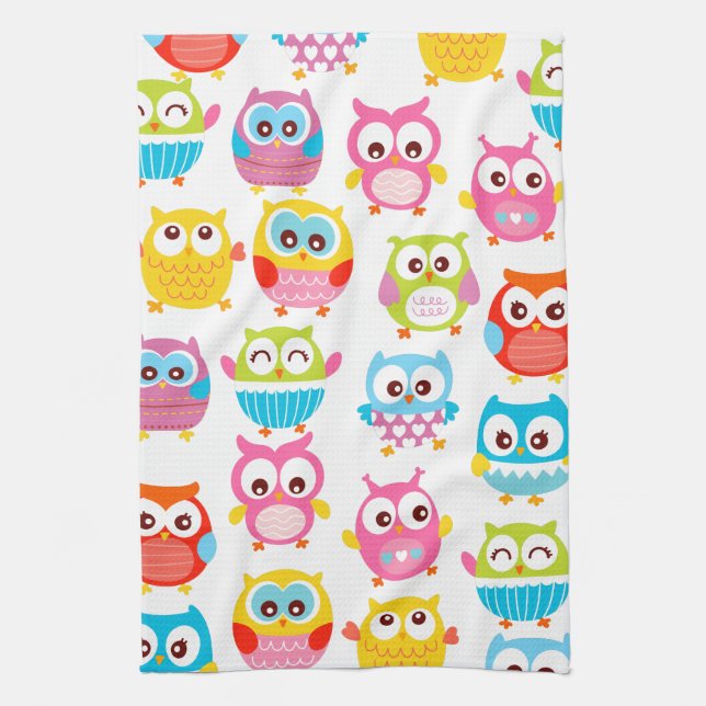 Cute Litte Owls Tea Towel (Vertical)