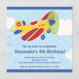 Cute Little Aeroplane Birthday Party Invitation