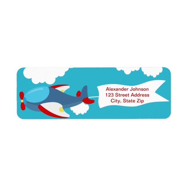 Cute Little Aeroplane Boy Birthday Address Labels (Front)