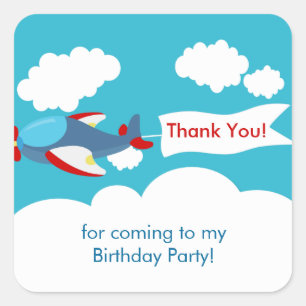 Cute Little Aeroplane Boy Birthday Sticker