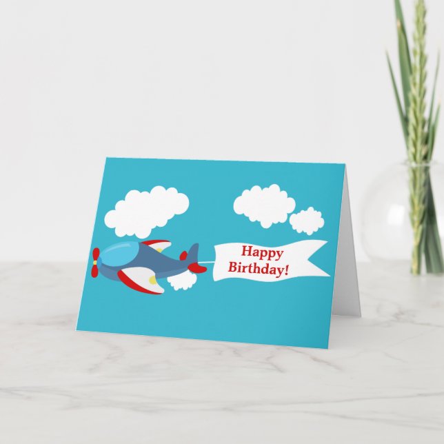 Cute Little Aeroplane Boy Greeting Card (Front)
