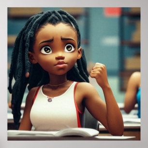 Cute Little African-American girl at school Poster