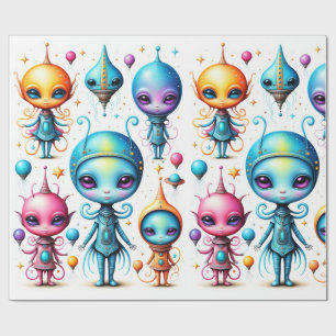 Cute Little Aliens Wrapping Paper
