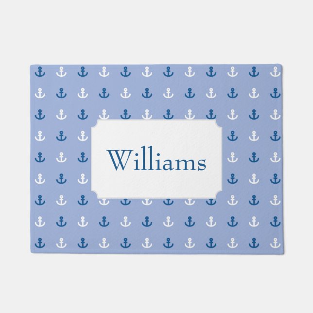 Cute Little Anchor Pattern | Add Your Name Doormat (Front)