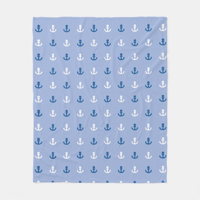 Cute Little Anchor Pattern Fleece Blanket (Front)