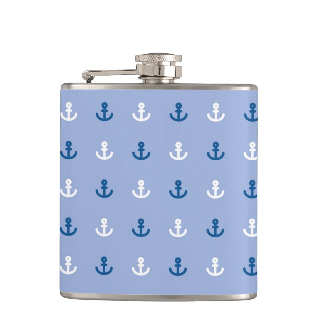 Cute Little Anchor Pattern Hip Flask (Front)