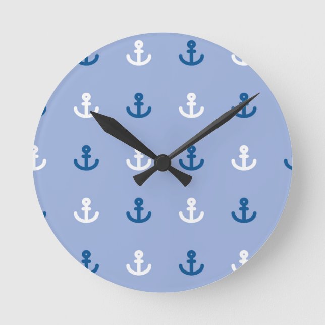 Cute Little Anchor Pattern Round Clock (Front)