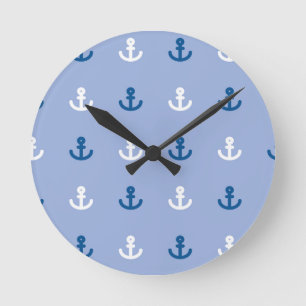 Cute Little Anchor Pattern Round Clock