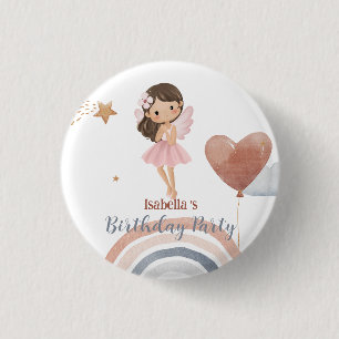 Cute Little angel afro girls Balloon Birthday 3 Cm Round Badge