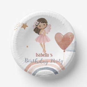 Cute Little angel afro girls Balloon Birthday Paper Plate