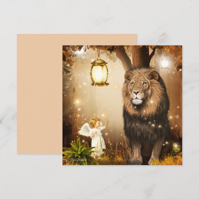  Cute Little Angel With a Lion Card (Front/Back)