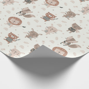 Cute little animals in earth tones wrapping paper