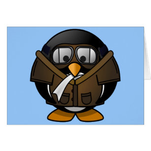 Cute little animated pilot penguin