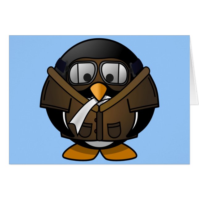 Cute little animated pilot penguin (Front Horizontal)