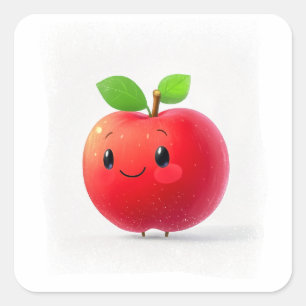 Cute Little Apple Square Sticker