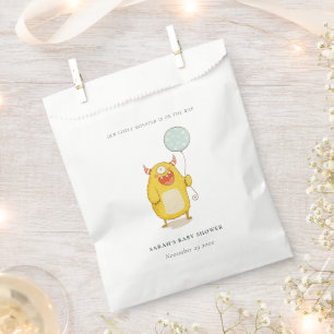 Cute Little Aqua Yellow Monster Baby Shower Invite Favour Bags