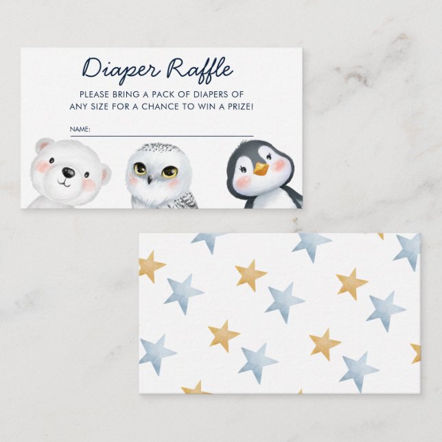 Cute Little Arctic Diaper Raffle Baby Shower Enclosure Card (Front/Back)