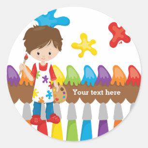Cute Little Artist Classic Round Sticker