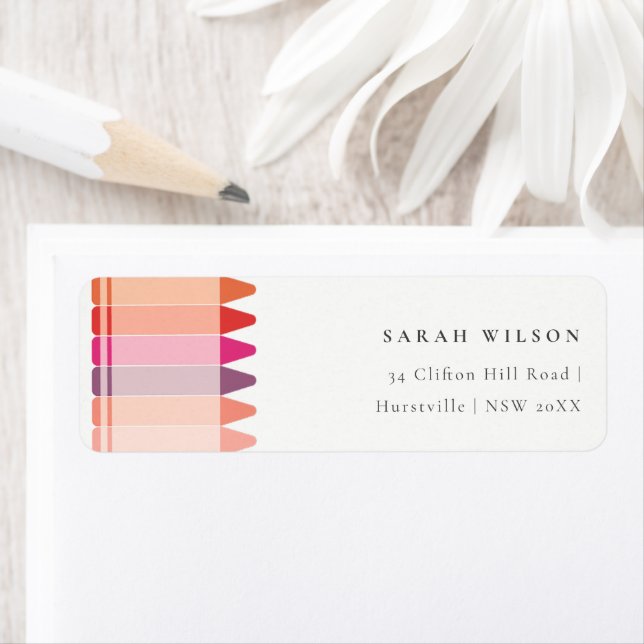 Cute Little Artist Crayon Fun Rainbow Address (Insitu)
