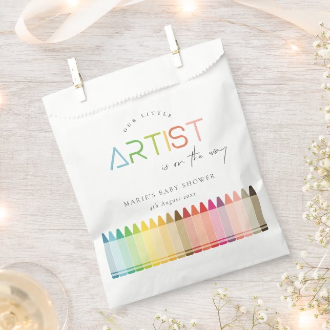 Cute Little Artist Crayon Fun Rainbow Baby Shower Favour Bags (Clipped)