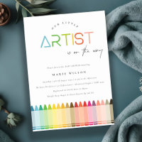 Cute Little Artist Crayon Fun Rainbow Baby Shower