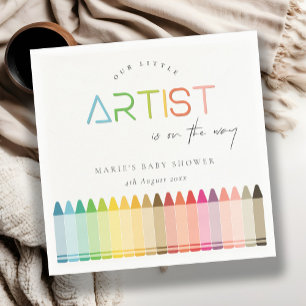 Cute Little Artist Crayon Fun Rainbow Baby Shower Napkin