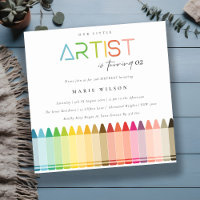 Cute Little Artist Crayon Rainbow Any Age Birthday