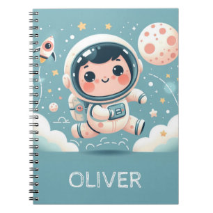 Cute Little Astronaut in Space Personalised  Notebook