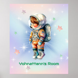 Cute Little Astronaut in Spacesuit Poster