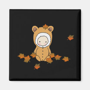 Cute Little Autumn Baby in the Leaves Magnet