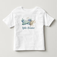 Cute Little Aviator Bear Flying Aeroplane