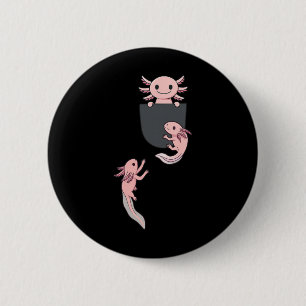 Cute Little Axolotl Playing Climbing In Pocket Men 6 Cm Round Badge