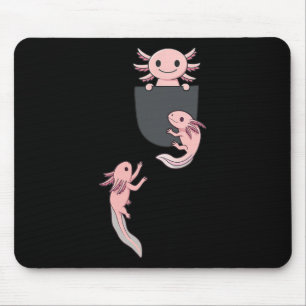 Cute Little Axolotl Playing Climbing In Pocket Men Mouse Mat