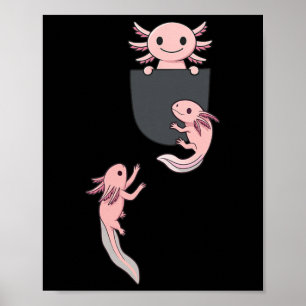 Cute Little Axolotl Playing Climbing In Pocket Men Poster