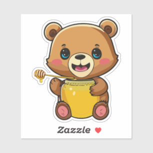 Cute Little Baby Bear Eating Honey With A Smile