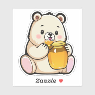 Cute Little Baby Bear Eating Honey With A Smile