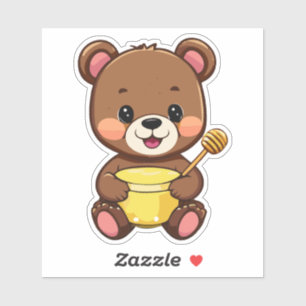 Cute Little Baby Bear Eating Honey With A Smile