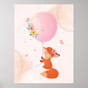 Cute little baby fox poster