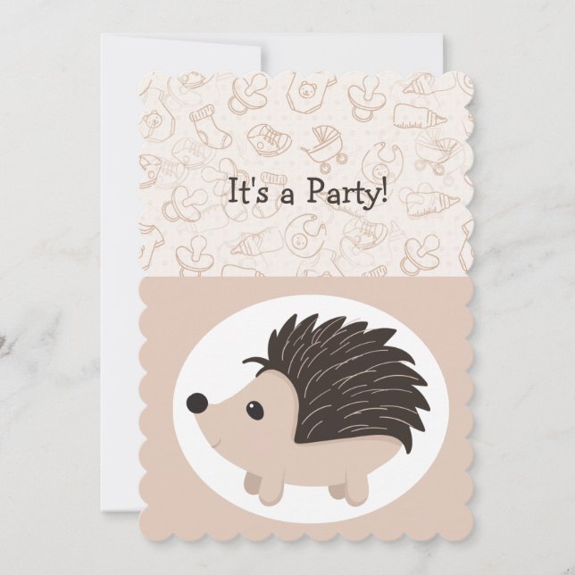 Cute Little Baby Hedgehog Animal Birthday Kids Invitation (Front)