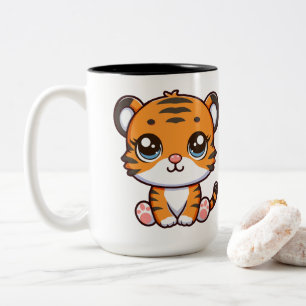 Cute Little Baby Tiger Cartoon Two-Tone Coffee Mug