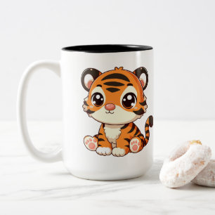Cute Little Baby Tiger Cartoon Two-Tone Coffee Mug