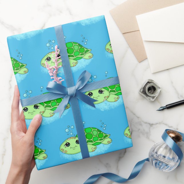 Cute Little Baby Turtles Birthday or Baby Shower Wrapping Paper (Gifting)
