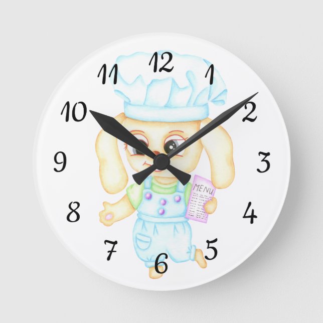 Cute Little baker Round Clock (Front)