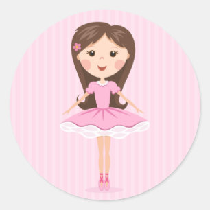 Cute little ballerina cartoon girl classic round sticker