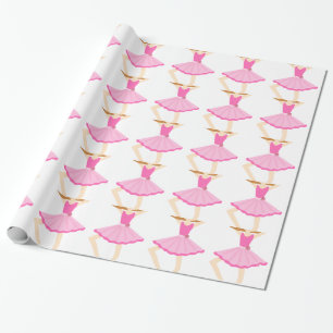Cute Little Ballerina Girl in Pink Tutu Wrapping Paper