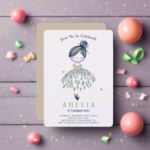 Cute Little Ballerina Princess Birthday Party Girl Invitation